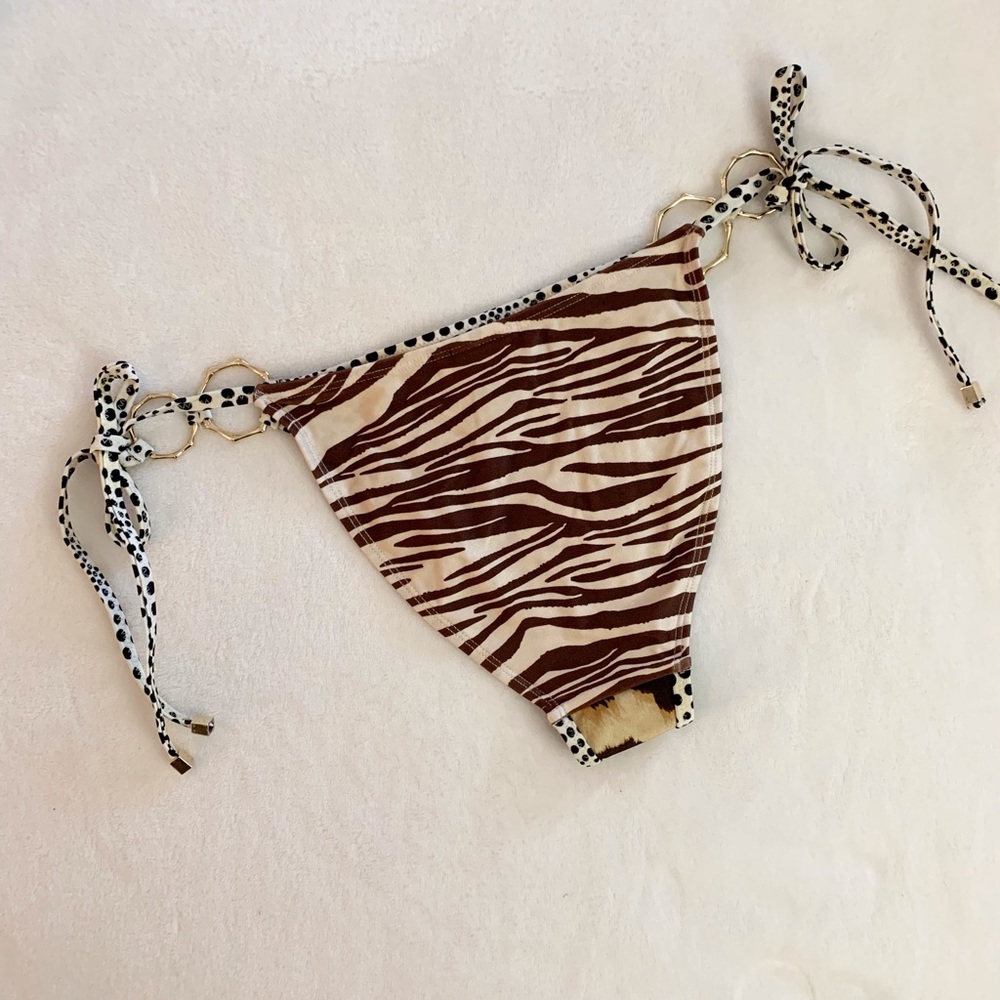 River Island Leopard Ring Triangle Bikini Bottoms Sz 6 - Picture 6 of 12